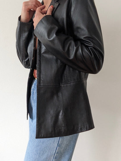 Rare Vintage Caviar Leather Hook-Eye Jacket