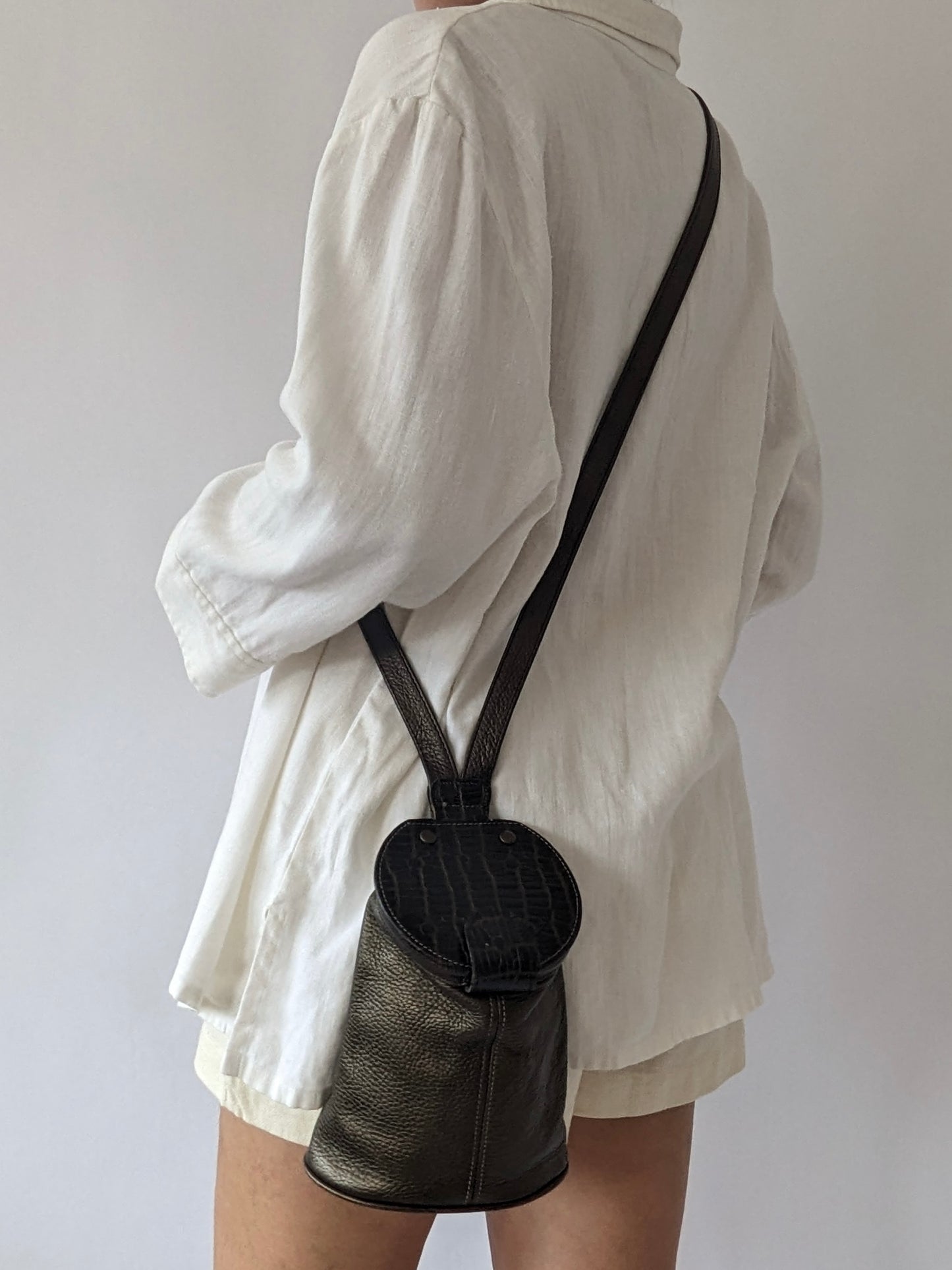 Pebbled Leather Bucket Purse