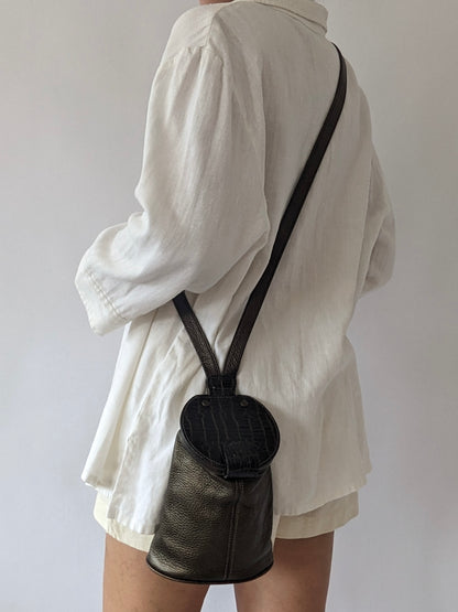 Pebbled Leather Bucket Purse