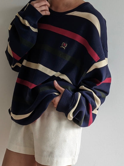 90s Tommy Hiliger Striped Pullover