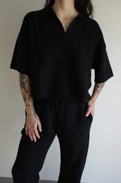 Ernie Cotton Seed Stitch Cropped Polo