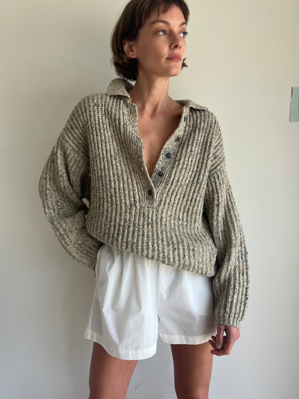 Favorite Vintage Speckled Wool Henley