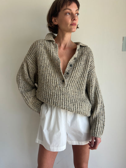 Favorite Vintage Speckled Wool Henley