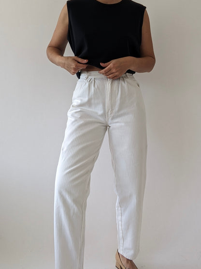 Vintage White Ribbed Denim