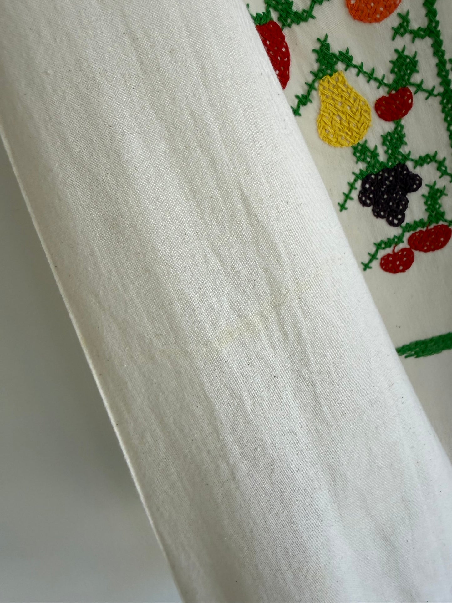 Sweetest Vintage Cotton Cross Stitch Fruit Tree Skirt