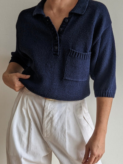 Vintage Navy Pocket Henley