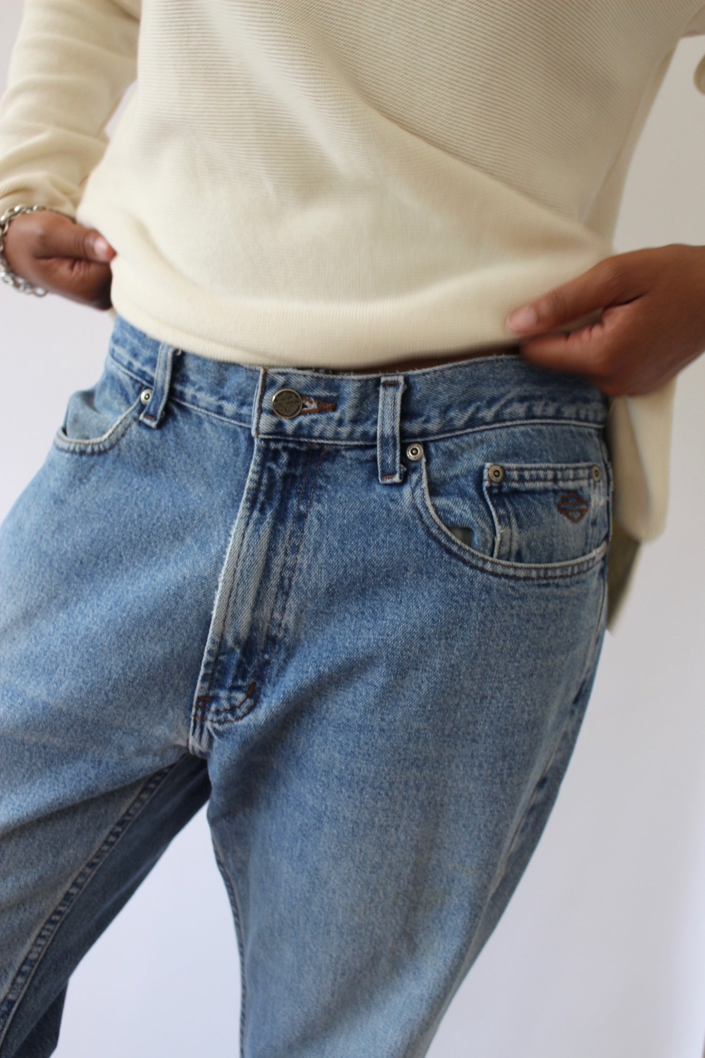 Vintage Harley Davidson Blue Jeans