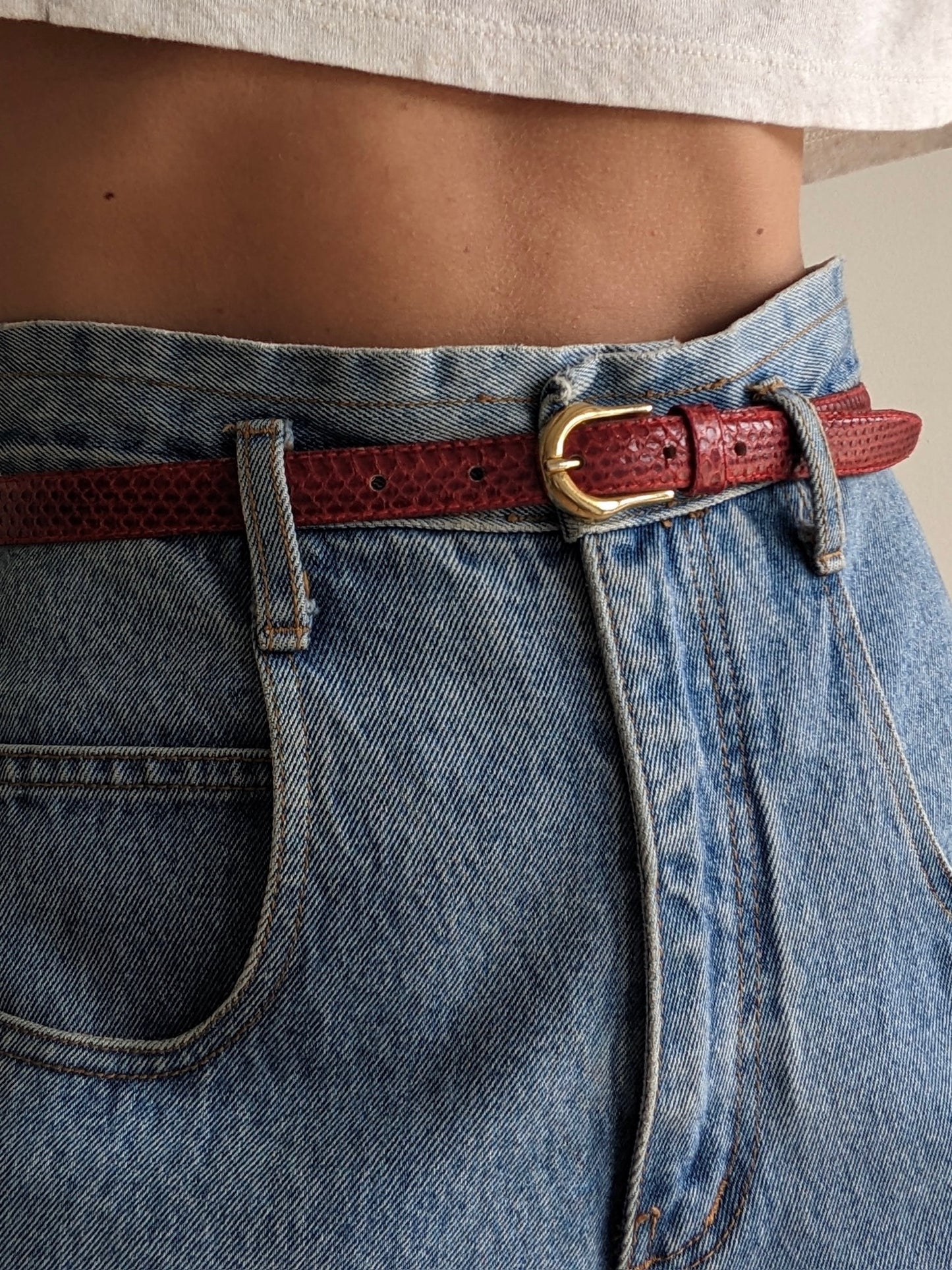 Vintage Paprika Snakeskin Leather Belt