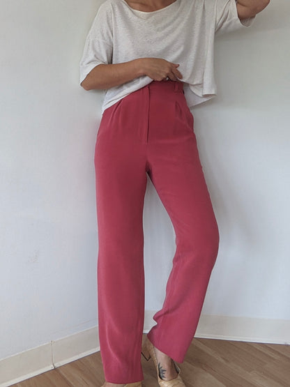Vintage Calvin Klein Strawberry Silk Trousers