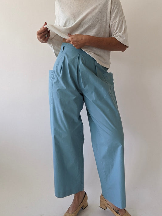 Vintage Sky Wide-Leg Cargo Pants