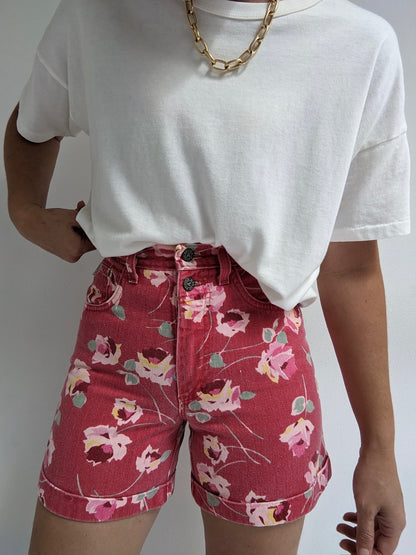 90s Floral Denim Shorts