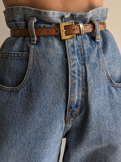 Vintage Mocha Genuine Snakeskin Leather Belt