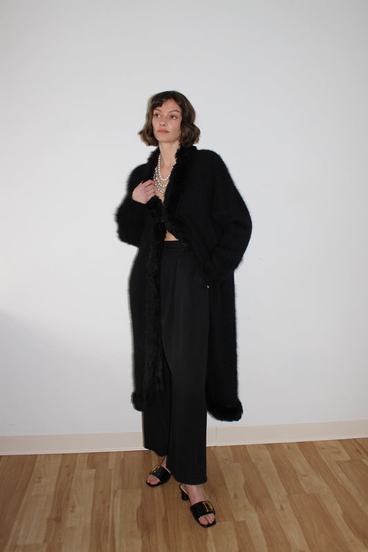 Beautiful Vintage Caviar Fur-Trimmed Angora Coat
