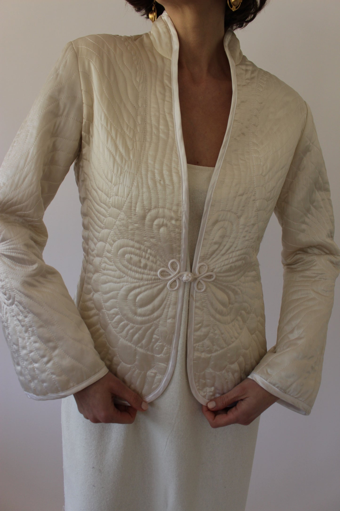 Stunning Vintage Pearl Quilted Silk Jacket