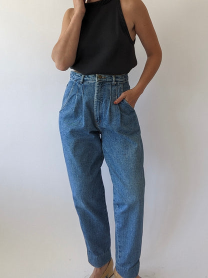 Vintage Pleated High-Rise Jeans