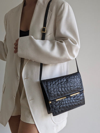 Vintage Caviar Croc-Embossed Leather Purse