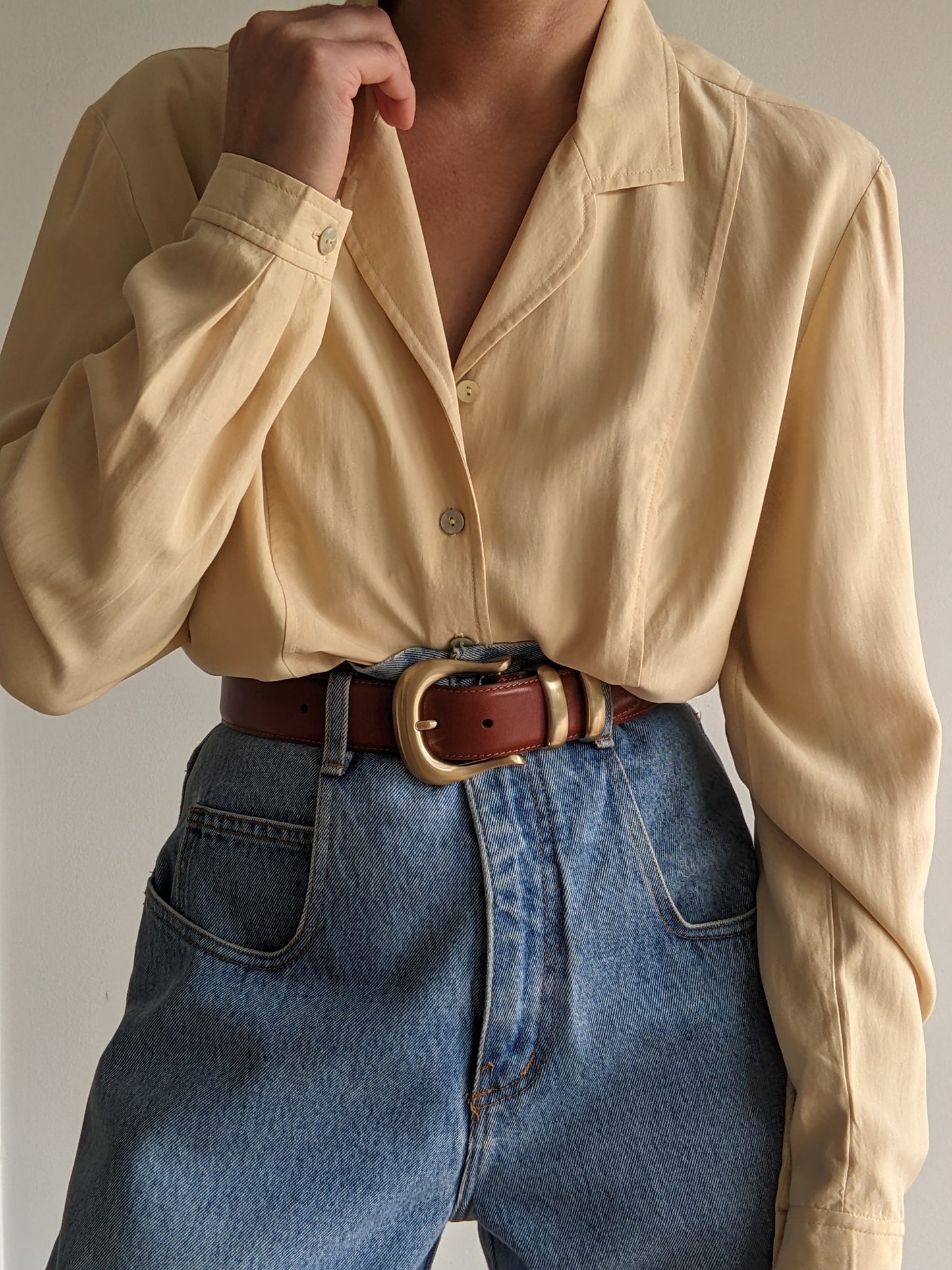 Vintage Sand Silk Blouse