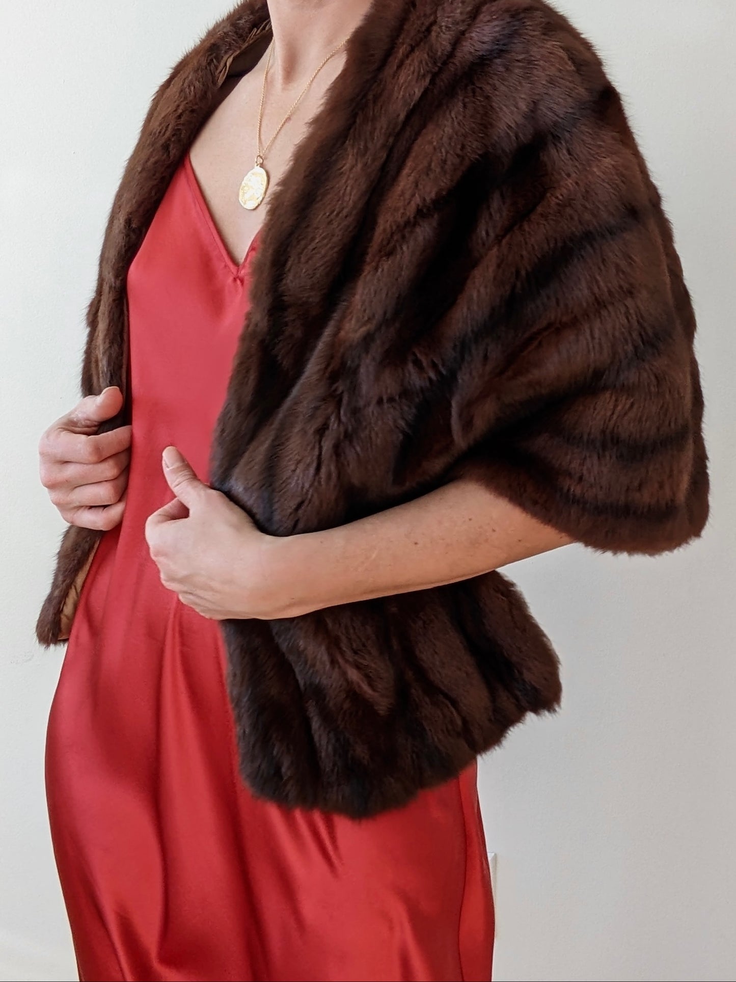 Luxury Vintage Espresso Fur Shawl