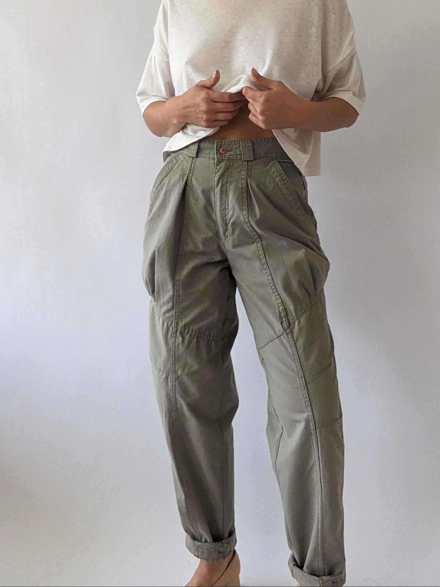 Vintage Faded Stone Pleated Cargo Pants