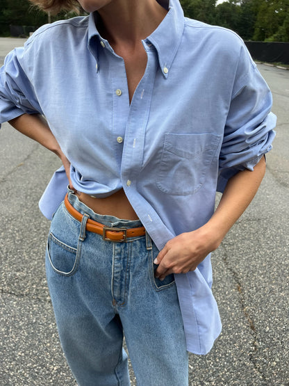 Classic Vintage Blue Cotton Oxford Shirt