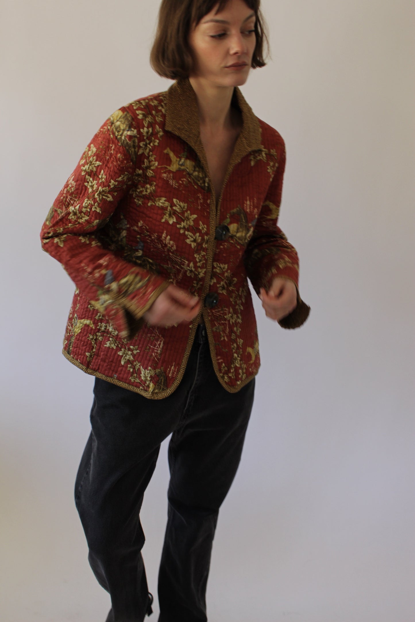 Vintage Reversible Equestrian Quilted Jacket