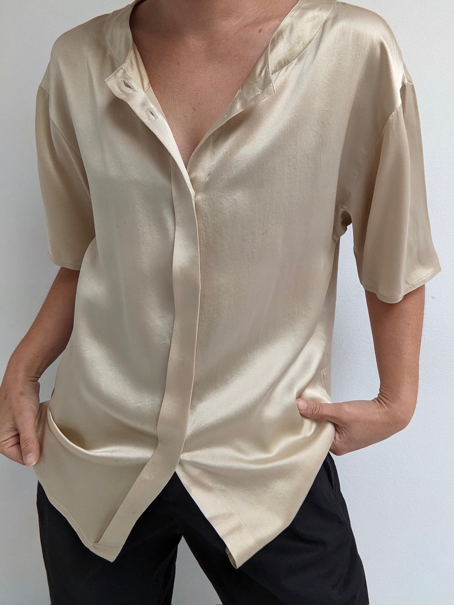 Vintage Champagne Silk Charmeuse Blouse