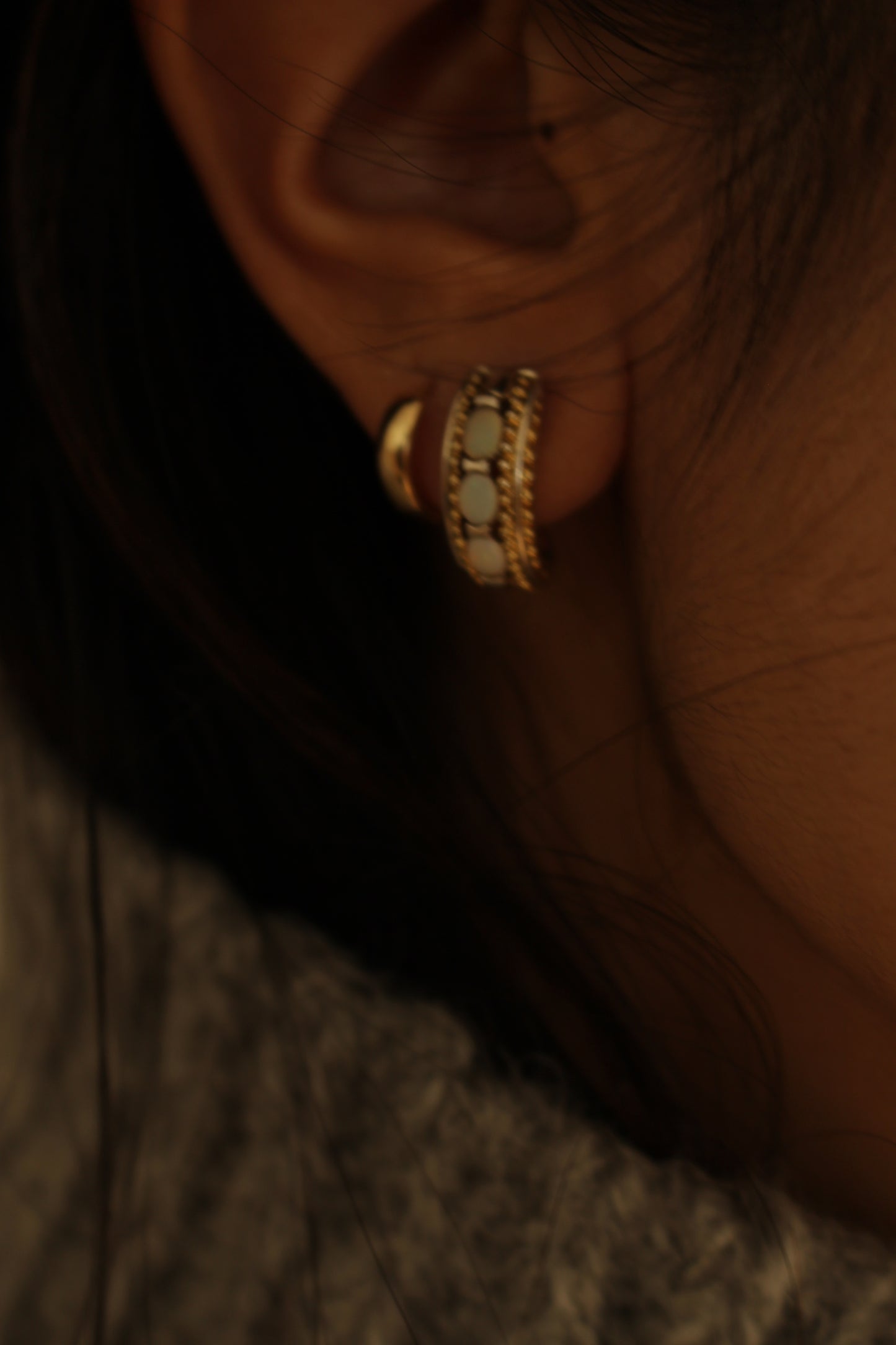 Vintage Gold-Plated Sterling Silver & Opal Earrings