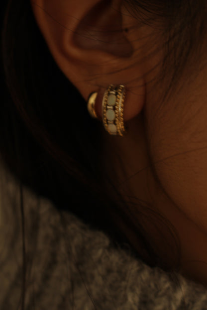 Vintage Gold-Plated Sterling Silver & Opal Earrings