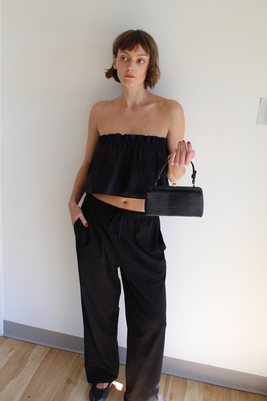 Vintage Petite Onyx Reptile-Embossed Leather Purse