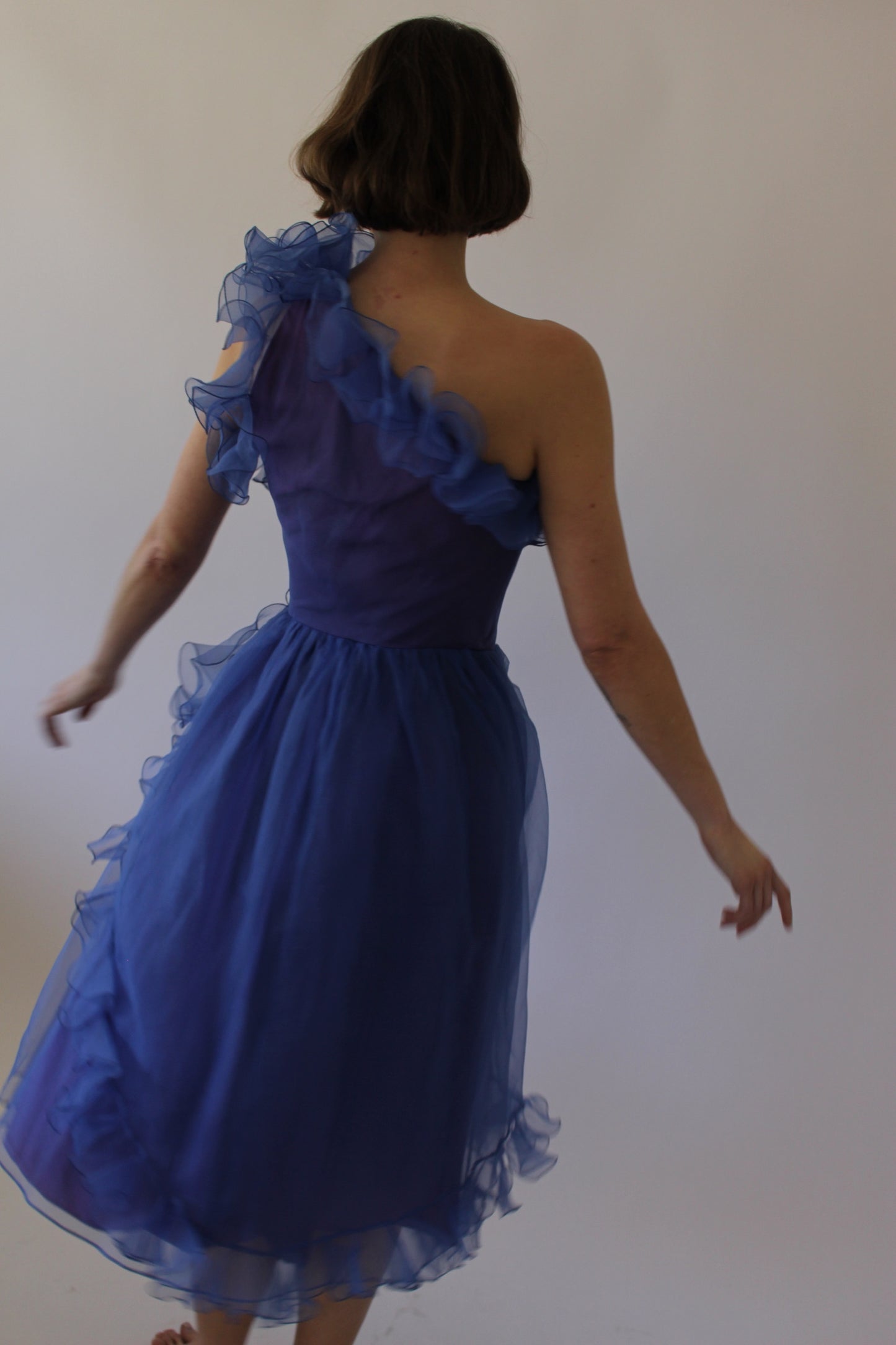 Gorgeous Vintage Bergdorf Goodman Sapphire Ruffled Dress