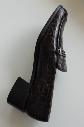 Vintage Stuart Weitzman Croc-Embossed Loafer