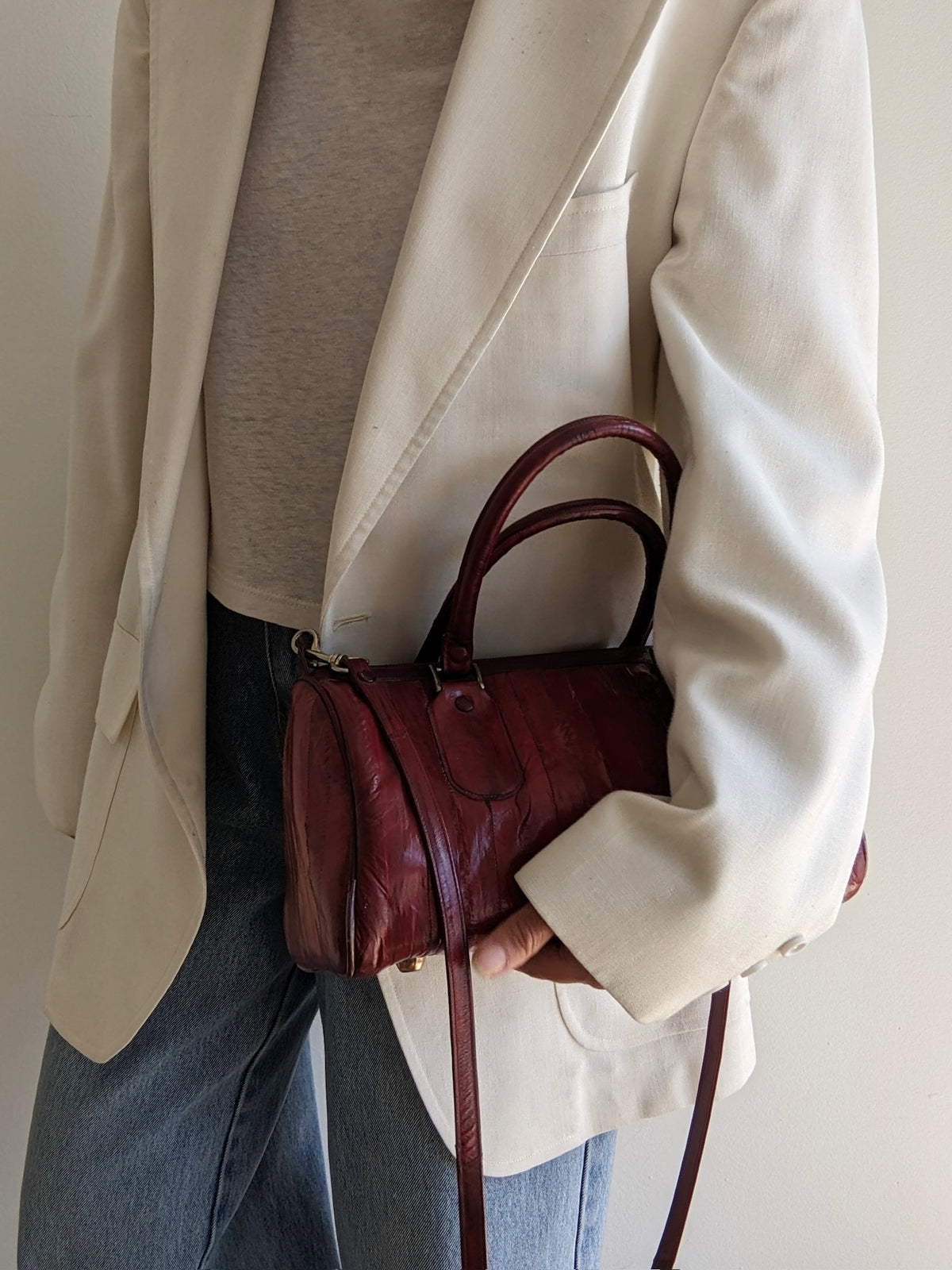 Vintage Oxblood Eelskin Leather Purse