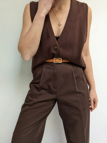 90s Cocoa Cotton Pleated Trousers