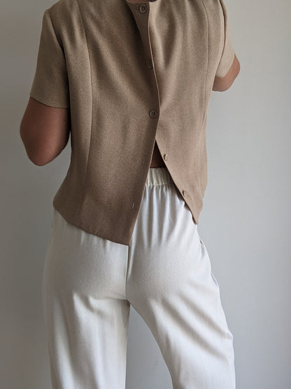 Vintage Herringbone Silk Blouse