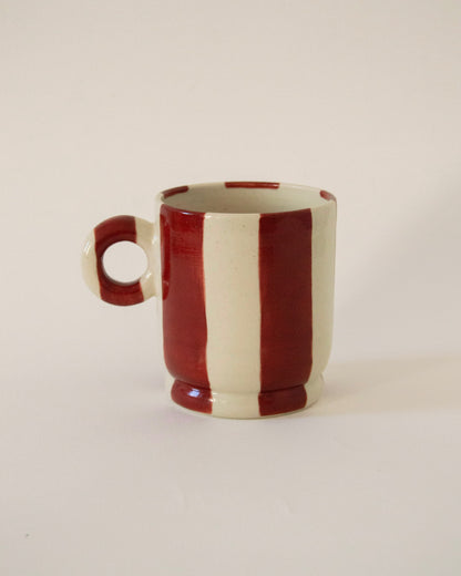 Burgundy Striped Handwarmer Mug