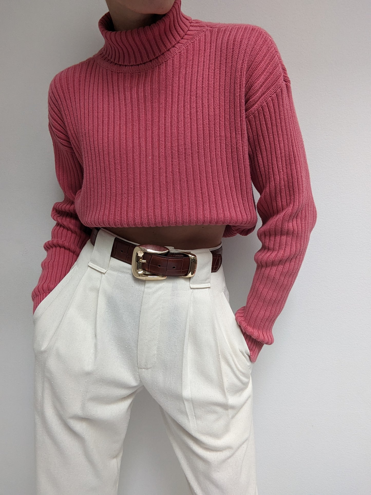 Vintage Rose Ribbed Turtleneck