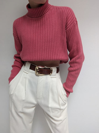 Vintage Rose Ribbed Turtleneck