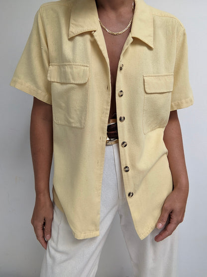 Vintage Butter Raw Silk Blouse