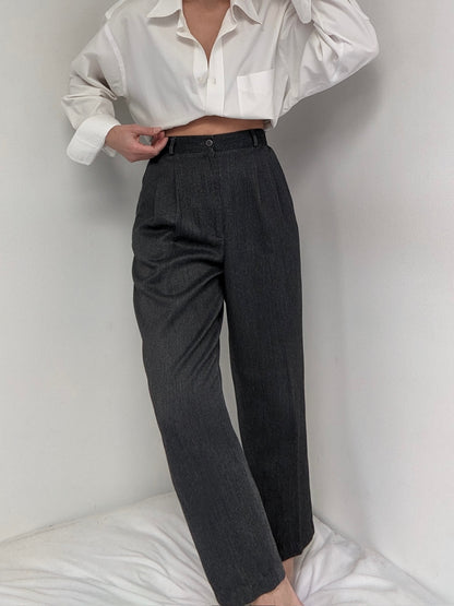 Vintage Pleated Charcoal Trousers
