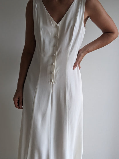 Vintage Sleevless Ivory Summer Dress