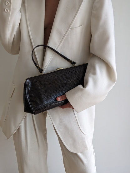 Vintage Espresso Lizard-Embossed Leather Purse