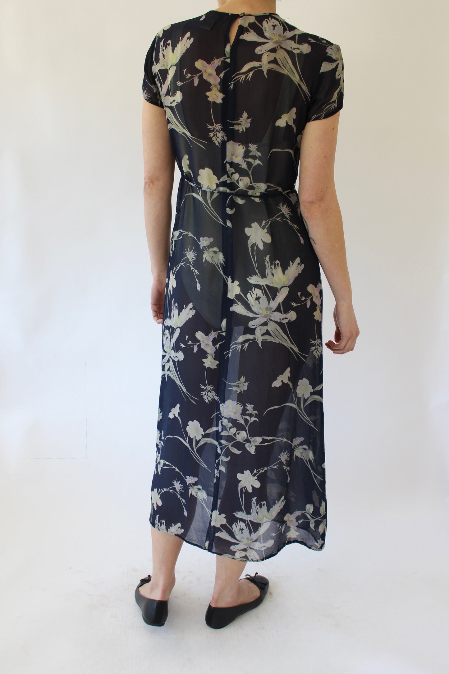 Vintage Sheer Floral Silk Dress