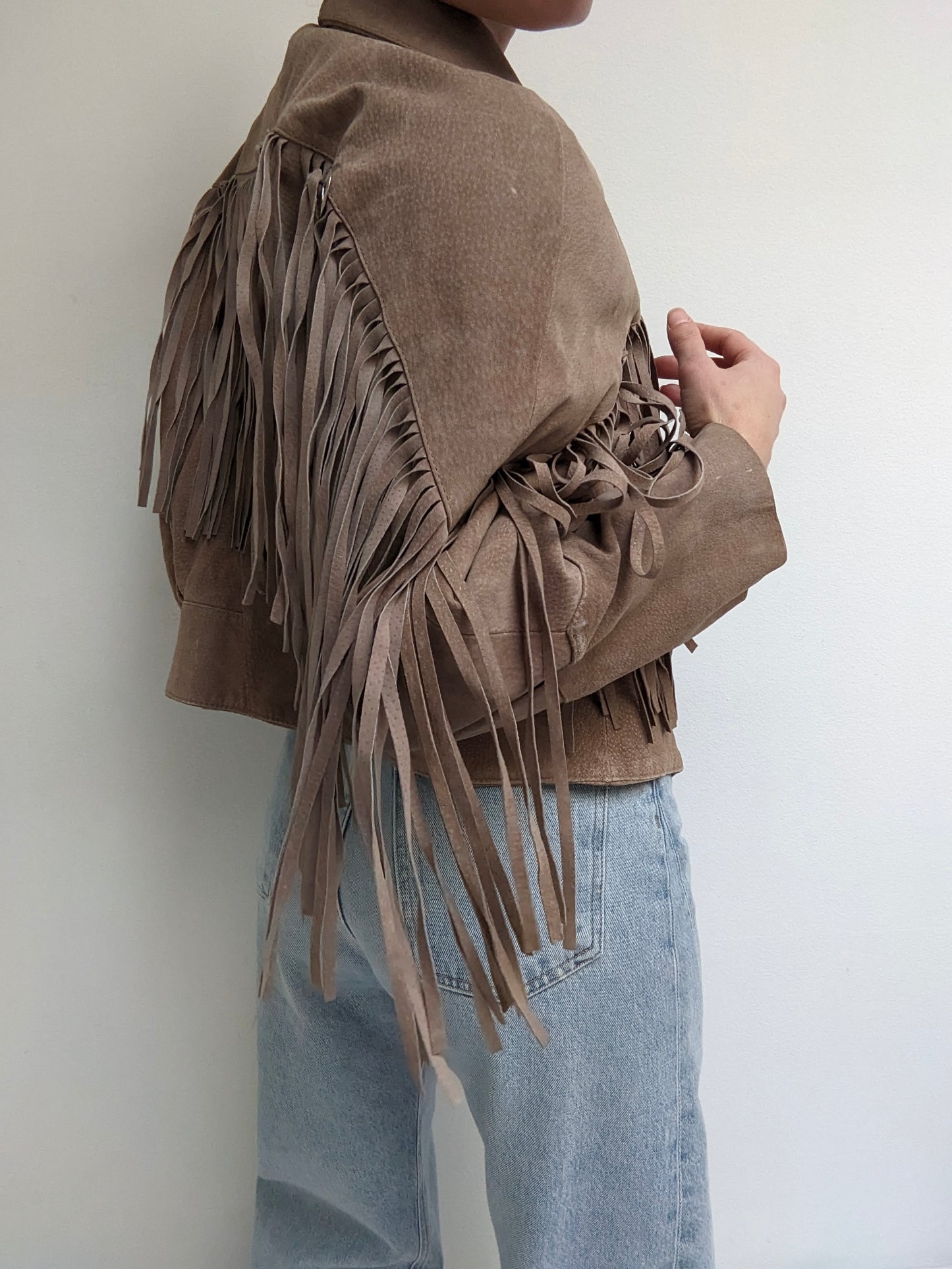 Vintage Amaretto Fringed Suede Jacket