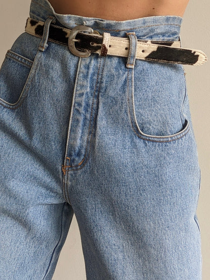 Vintage Printed Calf Hair Leather Belt