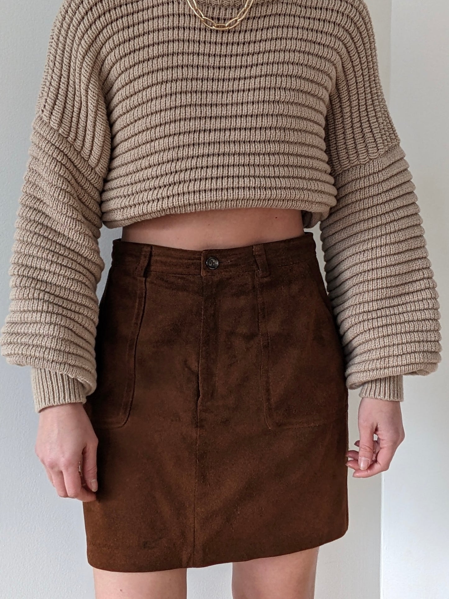 Lovely Vintage Chestnut Suede Mini Skirt