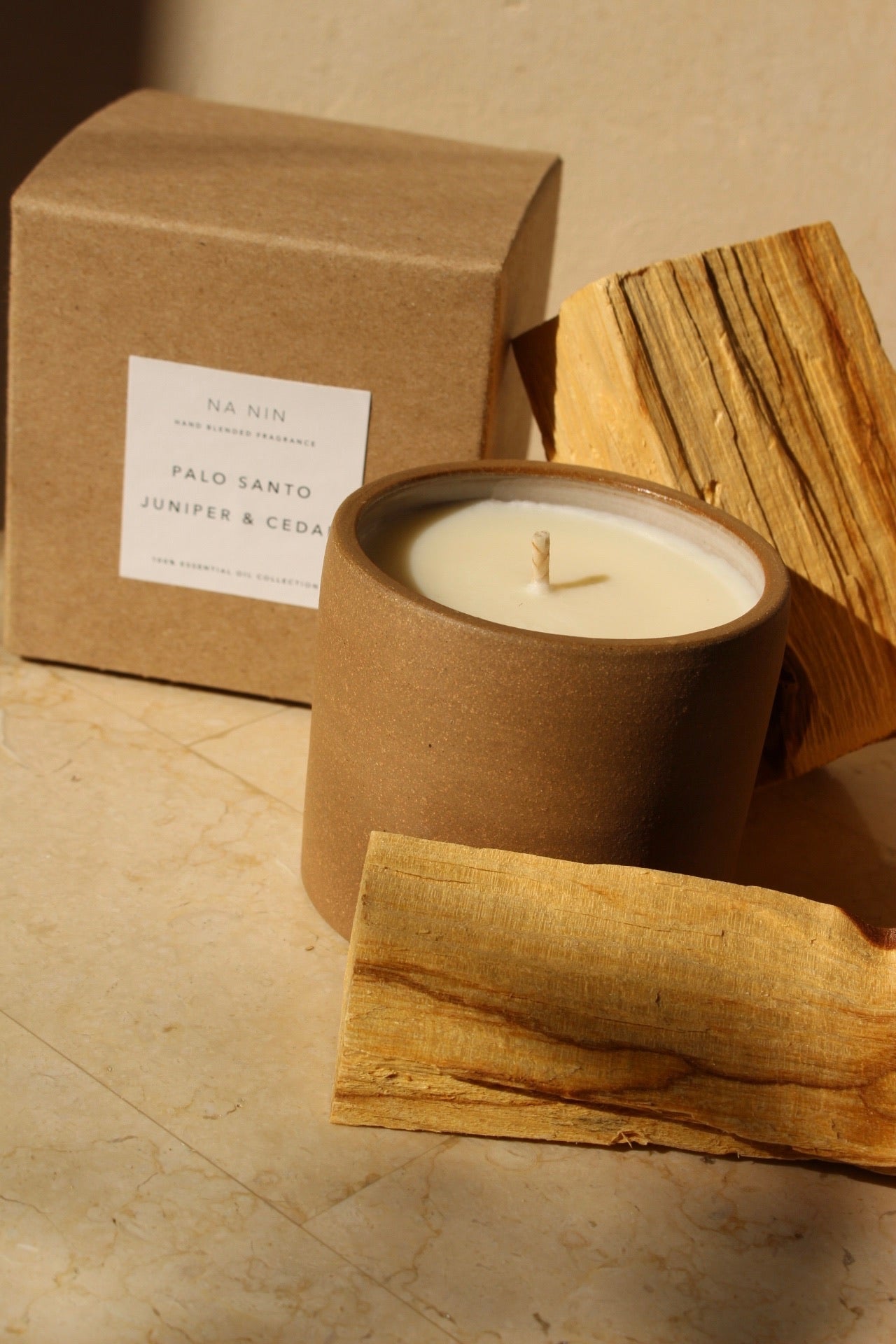 Palo Santo, Juniper, & Cedarwood Soy Candle / Available in White & Terracotta Ceramic