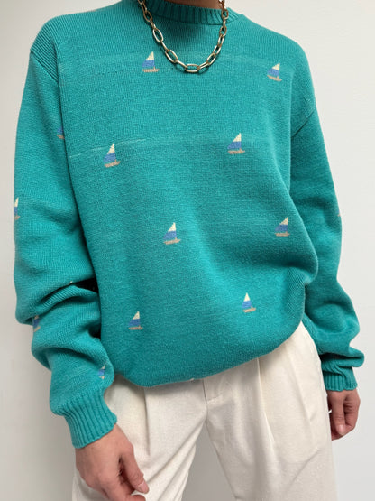 Vintage Sailboat Graphic Sweater