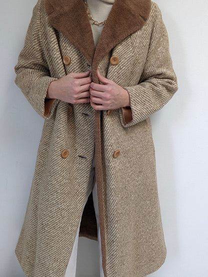 Amazing Vintage Almond Tweed Wool Coat