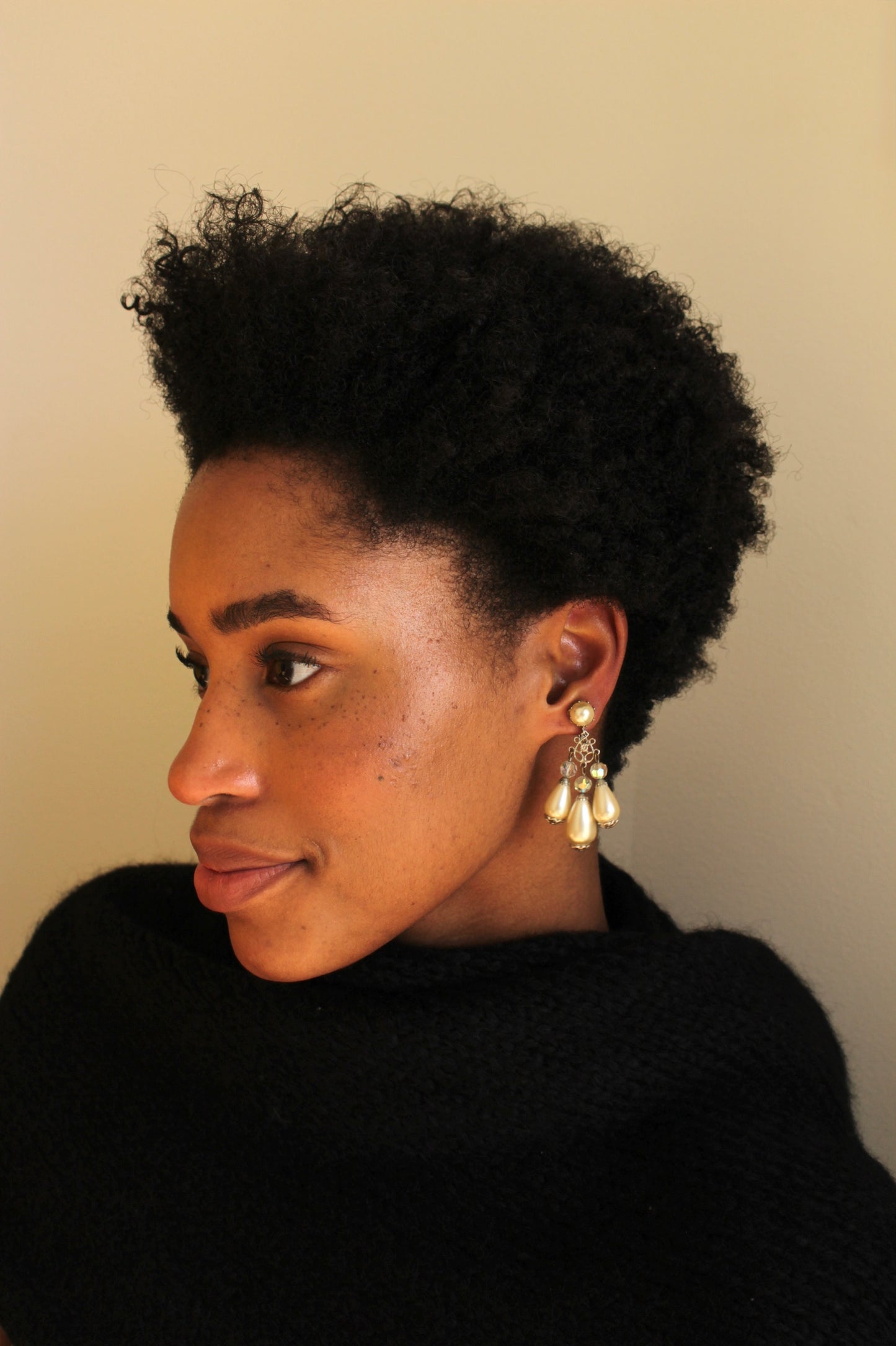 Elegant Vintage Glass Bead & Dangled Faux Pearl Earrings