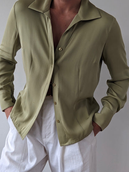 Vintage Pistachio Silk Blouse